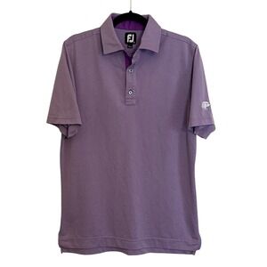 FootJoy FJ Mens Golf Polo Shirt Purple Micro Dot Print Short Sleeve Size S